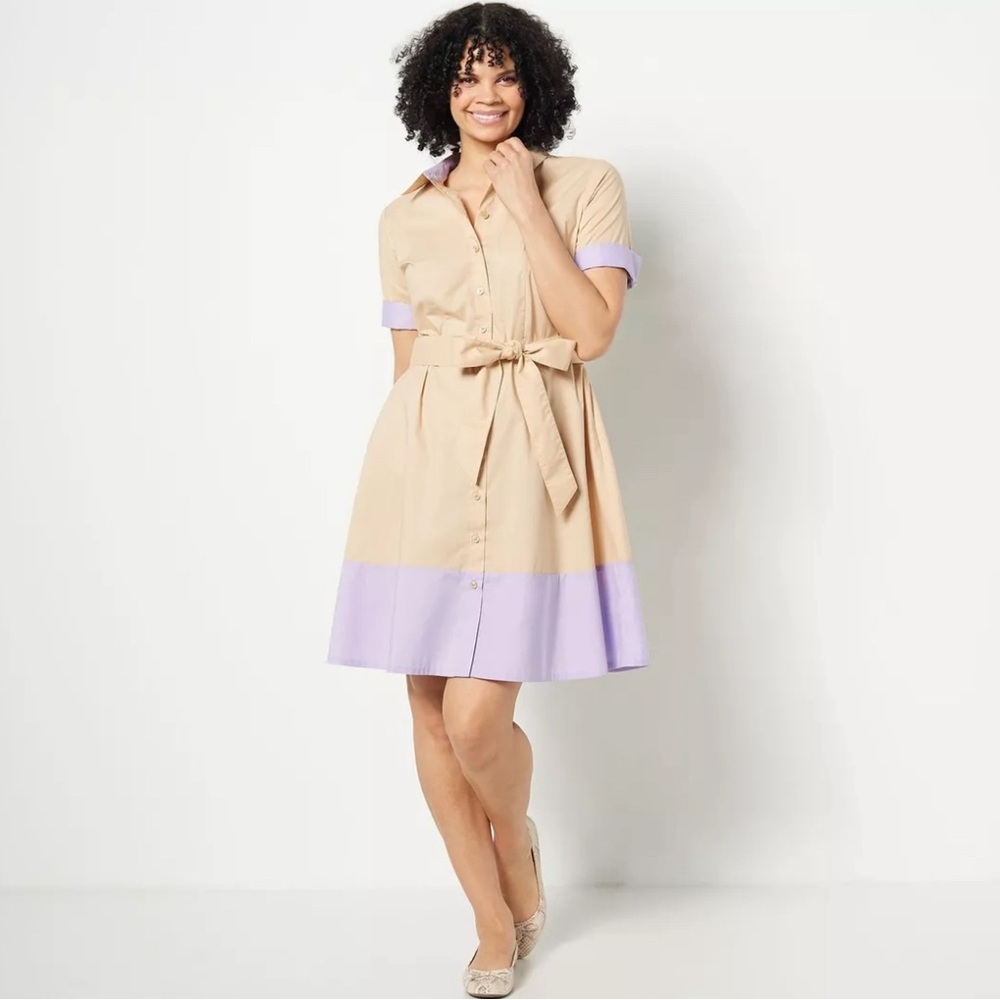 NWOT Isaac Mizrahi Color Block Poplin Dress